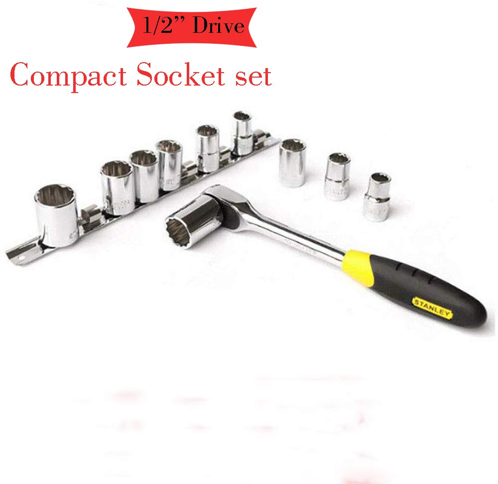1/2 Inch Drive Ratchet Wrench Socket Metric Compact Socket Handle Wrench Set 12 Point 12.5 x 10mm-1pc, Silver, 12.5*10mm - Image 3