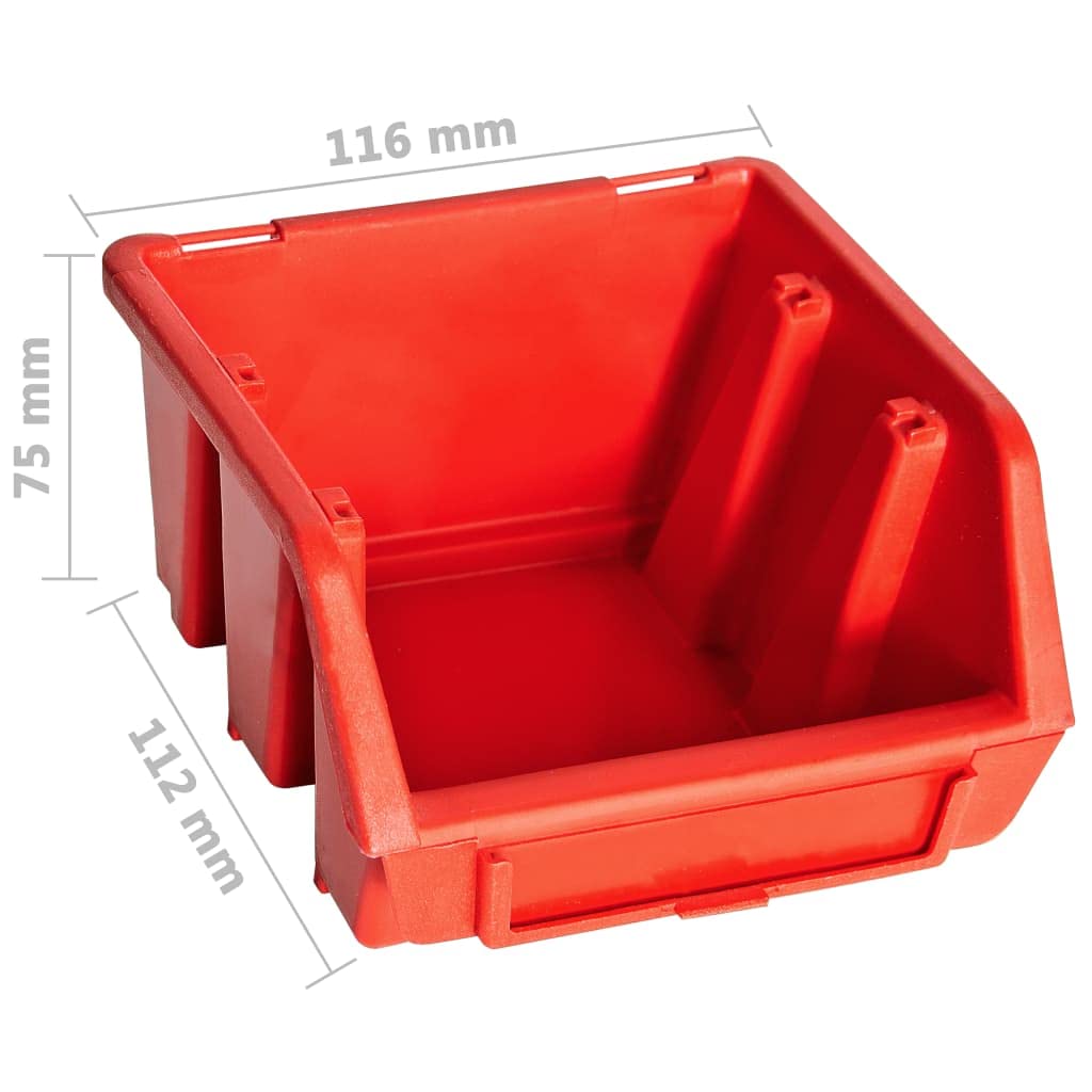 Juego de 32 cajas de almacenamiento para taller, estantería de pared para almacenamiento de herramientas, con 30 cajas apilables, cajas clasificadoras de plástico para tornillos y piezas