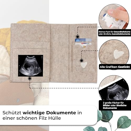 Mutterpasshülle Minilino aus Filz mit Innentasche