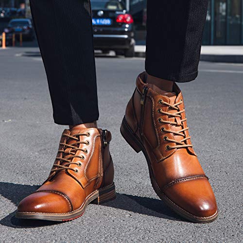 Arkbird Men'S Brown Leather Oxford Dress Ankle Boot Fashion Casual Mid Top Chukka Boots For Men Cap Toe Rubber Sole Lace Up Side Zip Business Work Shoe Size 11 thumb #8