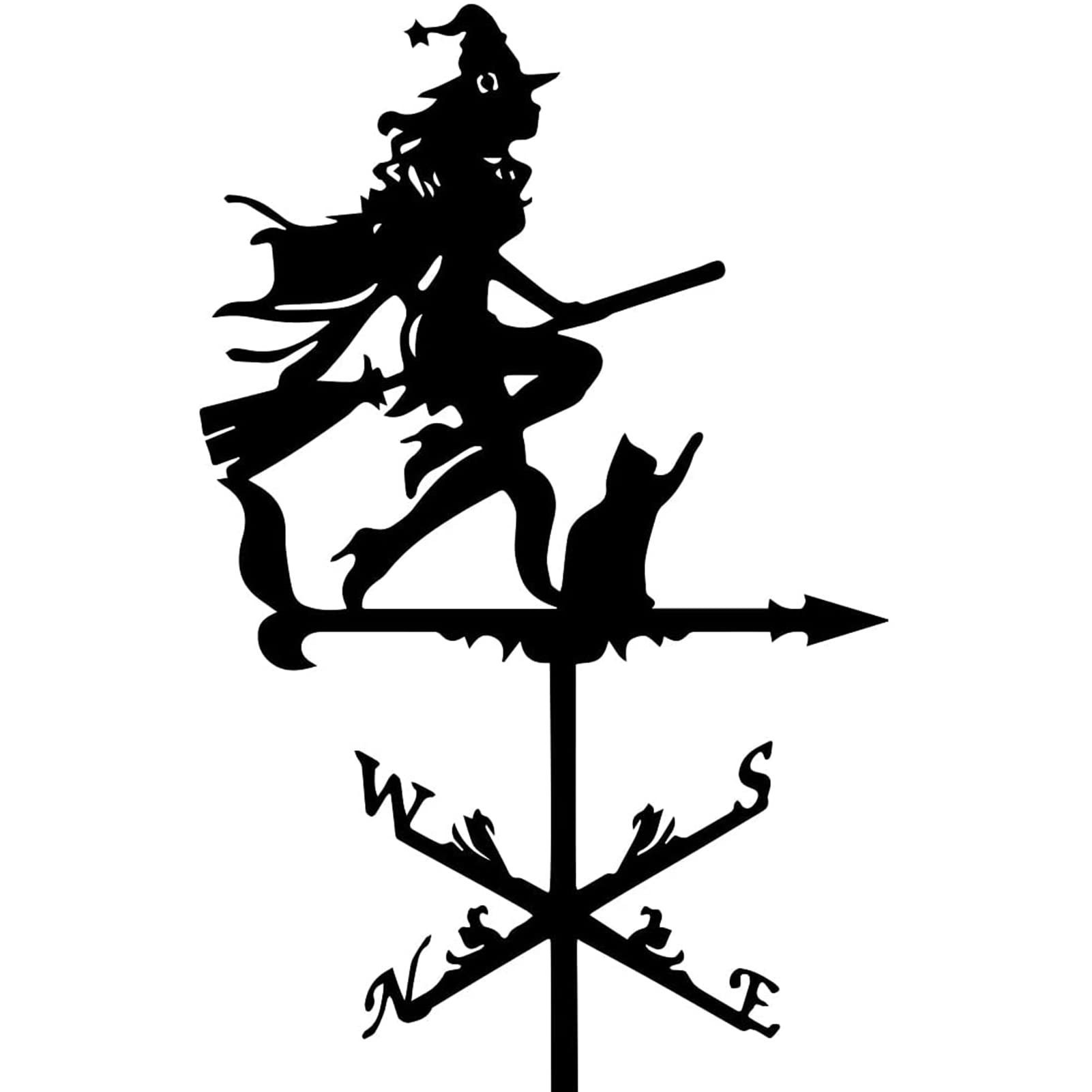 TAXXII Witch Metal Wind Vane For Yard, Vintage Weathervane Hollow Direction Indicator for Outdoor Garden Roof Paddock Decoration Yard