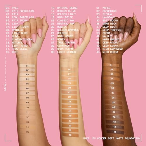 NYX PROFESSIONAL MAKEUP Make 'Em Wonder Liquid Foundation, 24HR Foundation Makeup With A Soft Matte Finish, Buildable Full Coverage - 18 Golden Light - image 8