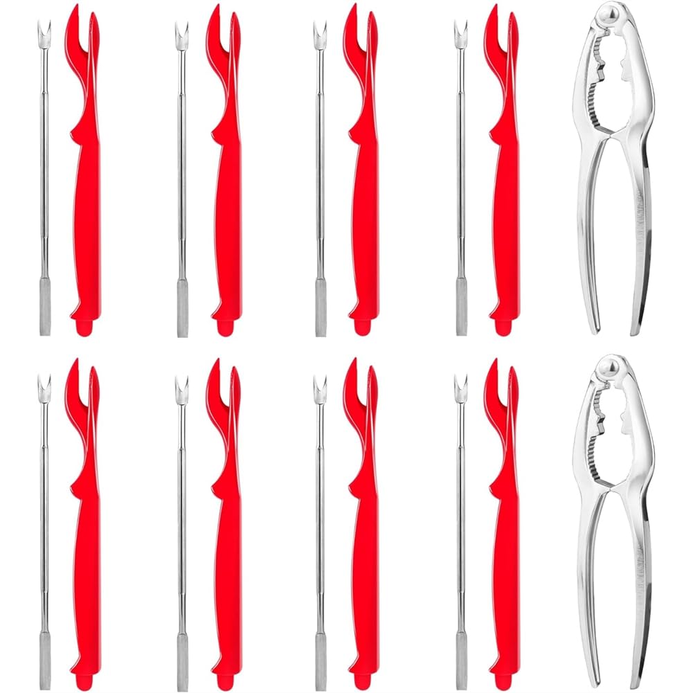 CTRLZS Crab Cracks and Tools, Lobster Cracks and Tools, Seafood Tools, Nut Cracker Set, Home Restaurant Kitchen Tools, Red