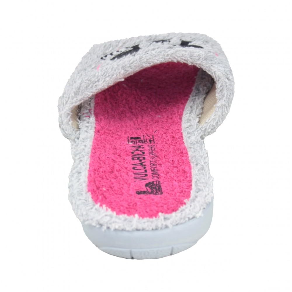 VulcaBicha 2914 - Zapatillas De Estar por Casa Mujer Chica De Rizo con Dibujo de Ratón con Corazón