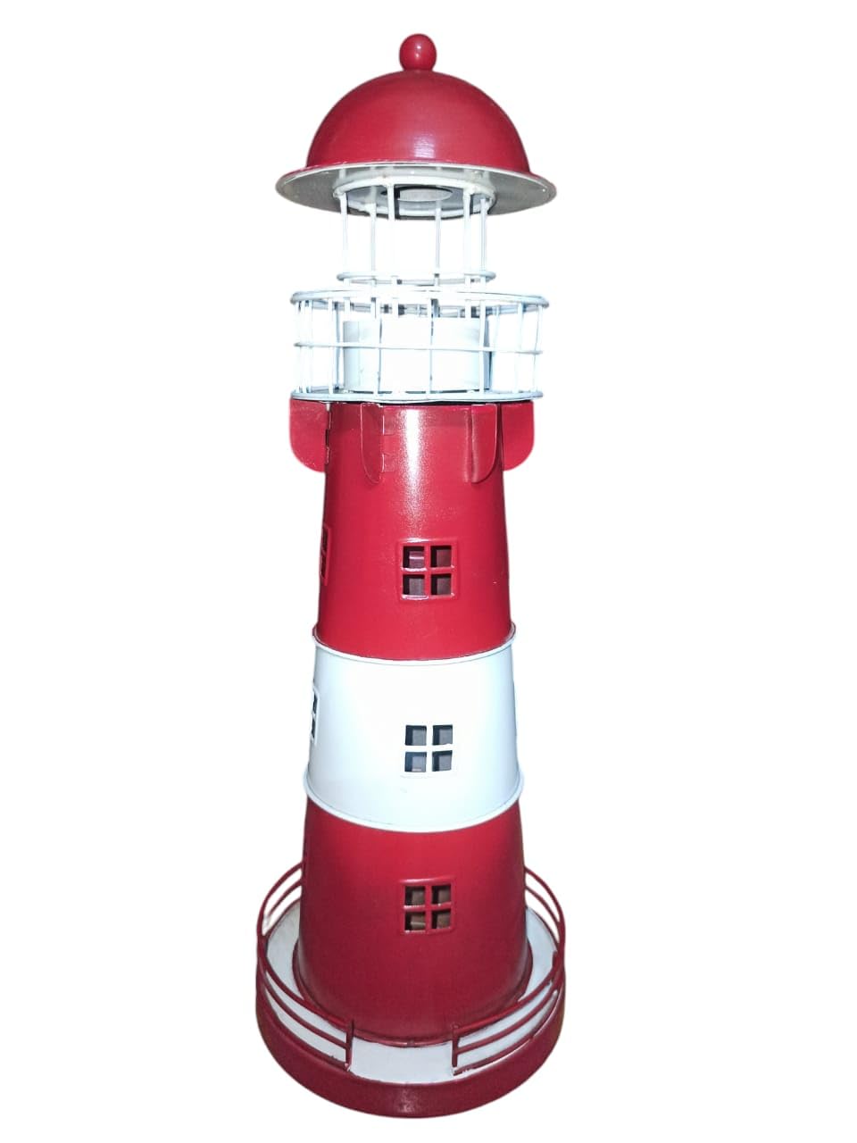 Malik Handicrafts Metal Light House,Tealight Holder,Tower, Lighthouse, Decorative Replica Red and White Color Showpiece for Living and dianing or Outdoor.Size- 14 inch Hight-image-9