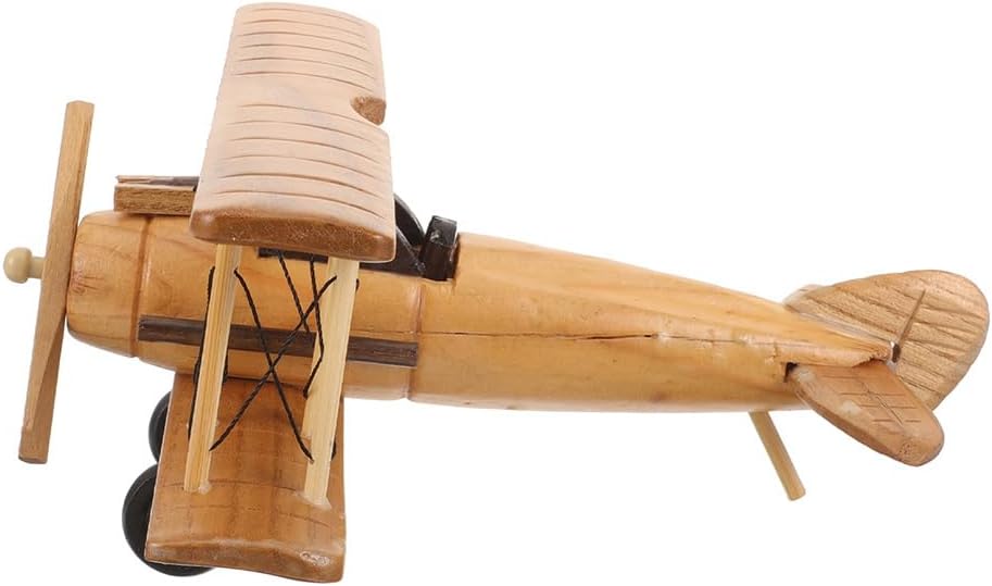 Wooden Airplane Model Small Vintage Plane 3D Propeller Airplane Wood Aircraft Retro Figurines for Plane Desktop Ornament 7.86 x 7.86 x 3.93Inch Random Color