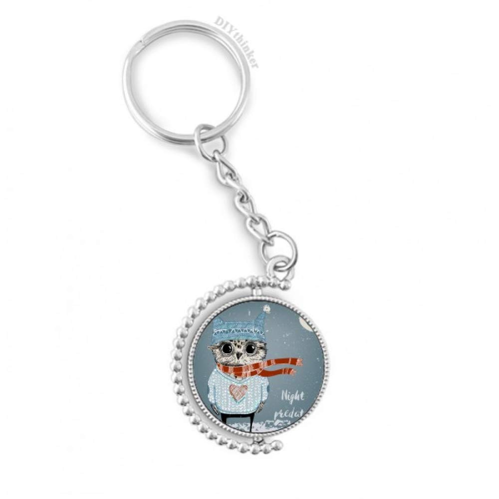 Porte-clé chouette de nuit rotatif cadeau original multicolore