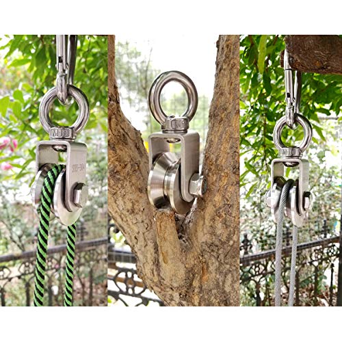 image for Heyous 1-Pack V Type Swivel Pulley 304 Stainless Steel Duplex Bearing 