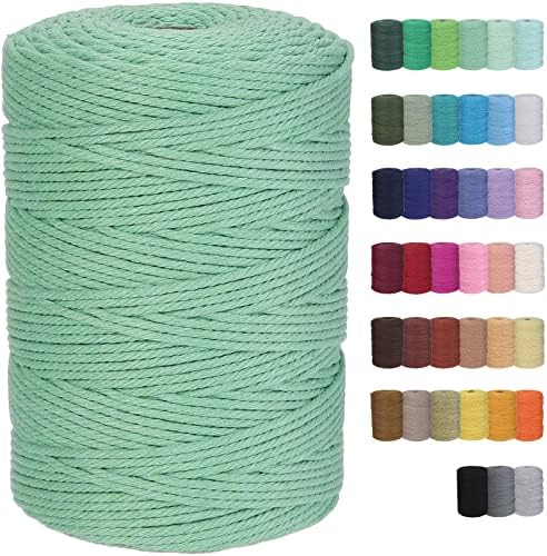 GOHOF Macrame Cord 3mm x 300m Premium Cotton Macrame Rope, 4 Strand Twisted Soft Cotton Cord, One of The Most Perfect Materials for Macrame Art, Cotton String Without Chemicals (Red)