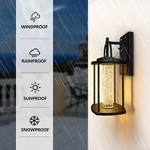 Led Dusk To Dawn Outdoor Wall Lighting Modern Porch Lights, Exterior Light Fixtures Waterproof Outside Lights For House With Aluminum And Crystal Bubble Glass, 10W 3000K For Front Door, Garage, Patio #TOP4