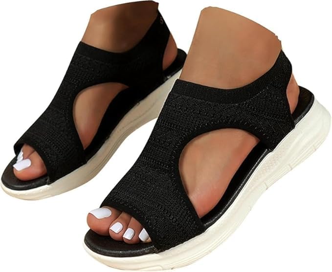 Damen Sandalen Sommer Mesh Orthopädische Schuhe Bequem Waschbare Slingback Orthopädische Slide Sport Sandalen mit Weiche Fussbett Outdoor Wassersandalen Casual Strick Sandalen Plateau Sandalen