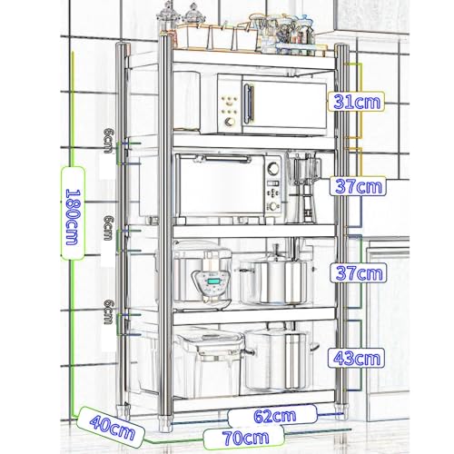 Scaffale regolabile a 5 ripiani in acciaio inox per cucina, ufficio, ristorante e magazzino, versatile per uso domestico e commerciale