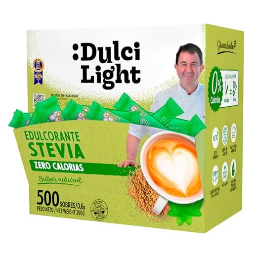EDULCORANTE STEVIA DULCILIGHT 500 Sobres, Natural granulado con DISPENSADOR Y fibra Vegetal|1gr = 10gr de azúcar| EL Sabor, la textura y el Sonajero del azúcar LIBRE de calorías