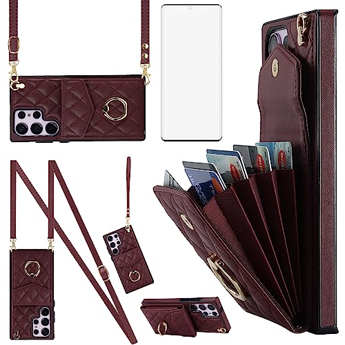 Housse portefeuille Samsung S23 Ultra en cuir rouge avec blocage RFID premium