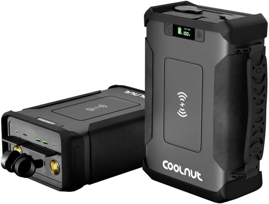 Coolnut Compact Solar Power Station, Power Bank 96000mAh, 150watt- 307Wh Capacity with EV Batteries Inside & 5 Years Warranty for All Electronic Gadgets & Appliances, Black