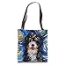 Bernedoodle Starry Night Bernese Mountain Dog Mix Art by Aja Tote Bag