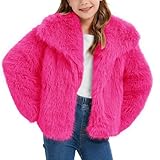 Flygo Girls Faux Fur Coat Kids Fluffy Long Sleeve Lapel Collar Open Front Jacket Warm Winter Shaggy Outwear...
