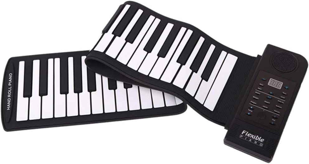 KUANDARM folding piano 88 Keys Professional Silicon rubber USB midi Flexible Roll up Electronic Piano Keyboard with louder speaker an be hand-carried beginner, black