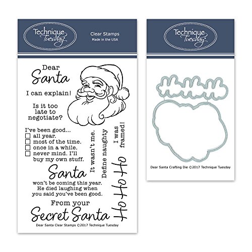 Dear Santa Clear Stamps with Matching Metal Dies | Christmas Stamps | Clear Rubber Stamps | Photopolymer Stamps | Die Cuts | Craft Dies | Card Making Supplies | Scrapbooking Stamps