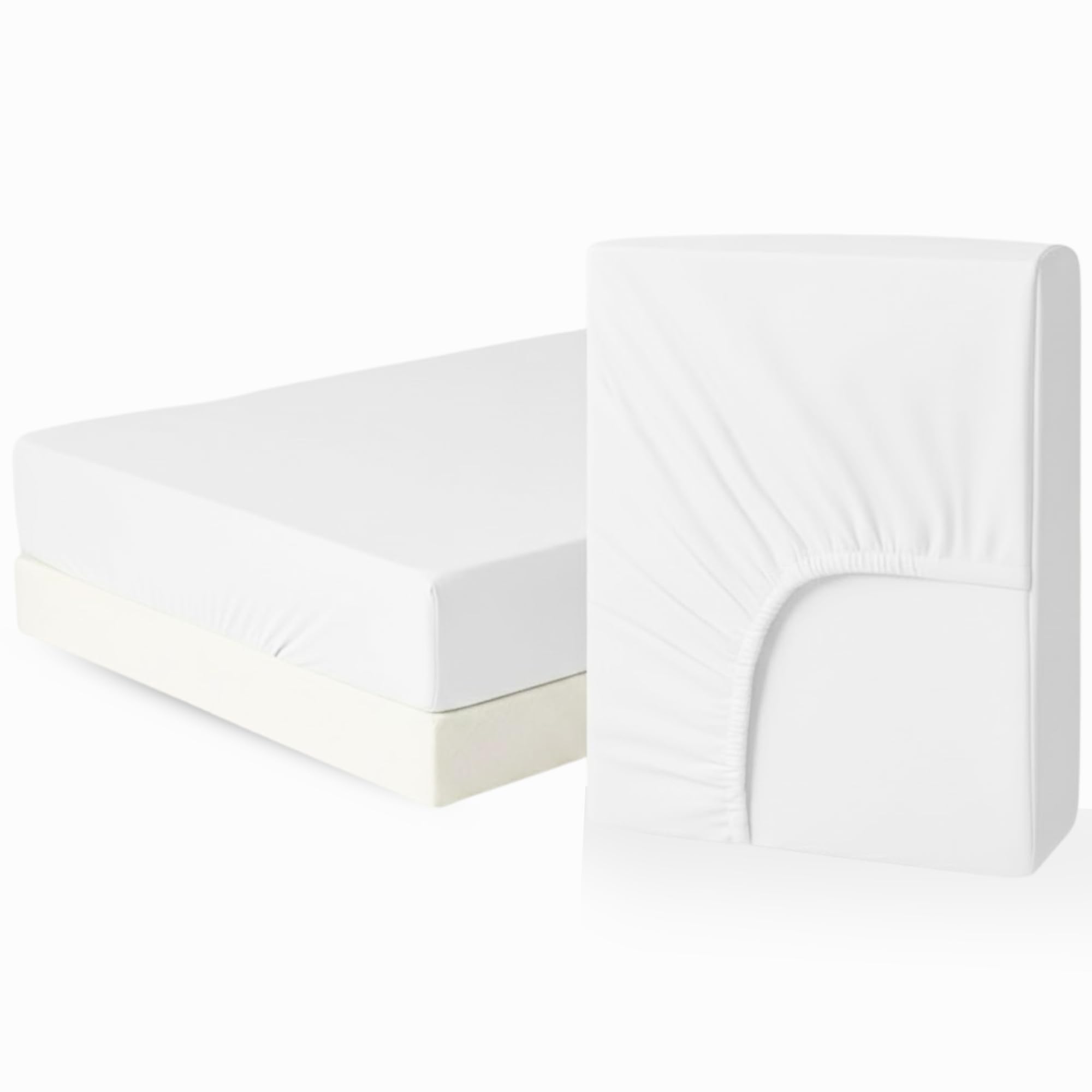 AHS Bedding Super King Fitted sheet, White Easy Care Brushed Microfibre Bottom Sheet, 11.81″(30cm) Deep Elastic Corners, Soft Breathable & Washable Bedsheet — image 1