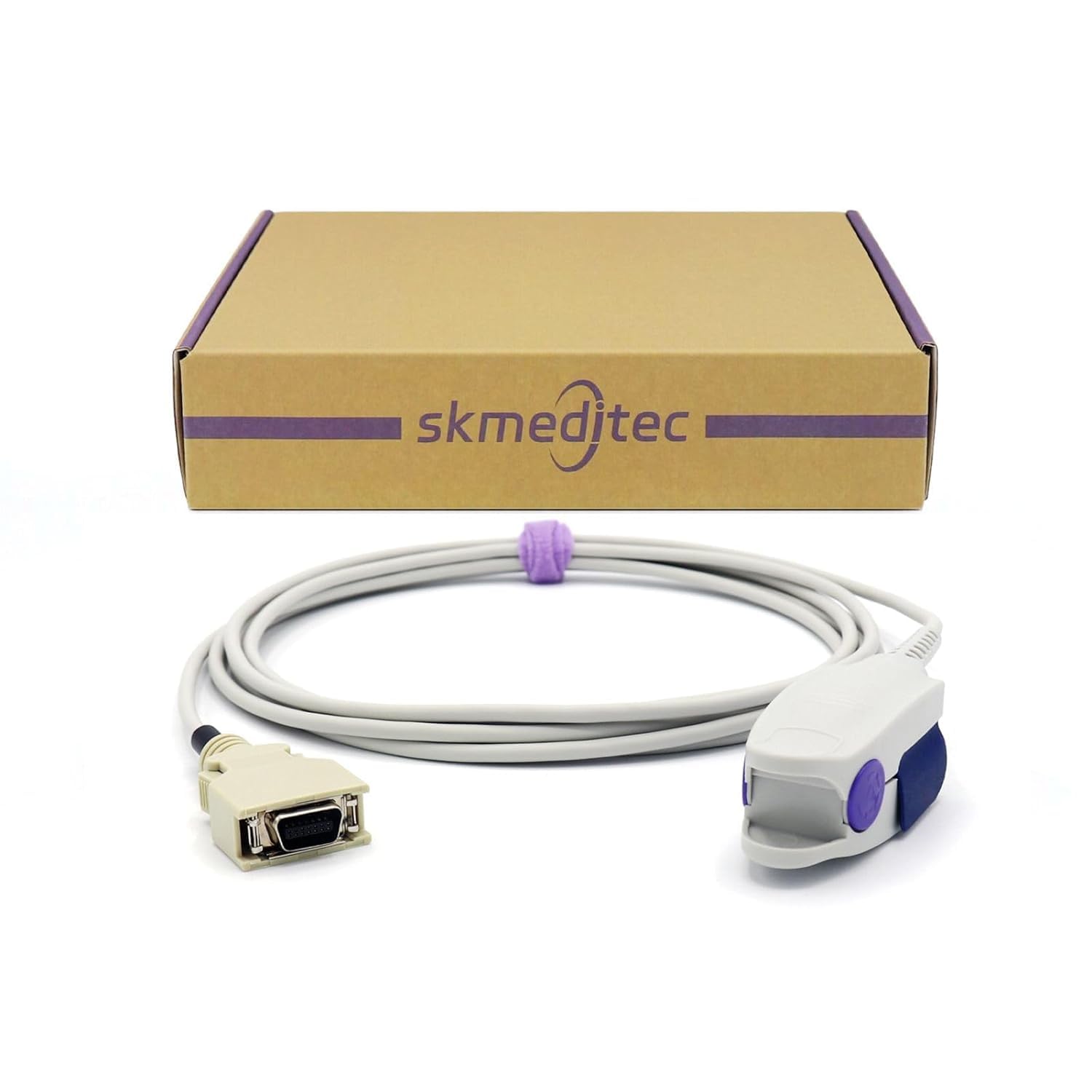 Skmeditec Cavo diretto per sensore SpO2 con chip compatibile con monitor Masimo SpO2, sonda a clip grande riutilizzabile da 9,8 piedi con connettore a 14 pin, cavo di ricambio per il 1969