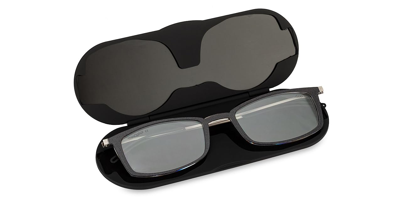 ThinOptics | Power Bluecut and Antiglare Reading Eyeglasses | Black Rectangular Full Rim | For Men & Women | For +1.00 Power | Large Brooklyn Frontpage 4