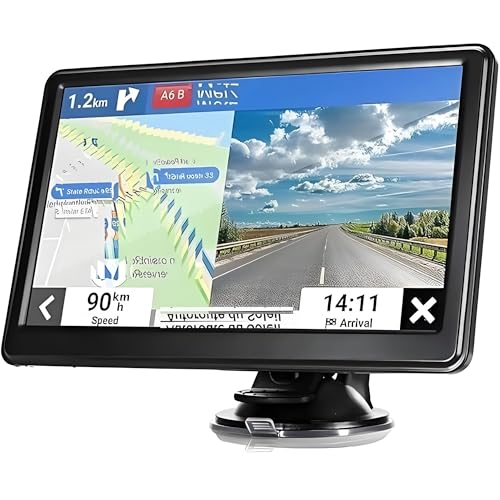 Jeocoai Navegación en Coche Navegador GPS para Coche con Pantalla táctil de 7 Pulgadas, indicaciones Voz Reales, Aviso dirección