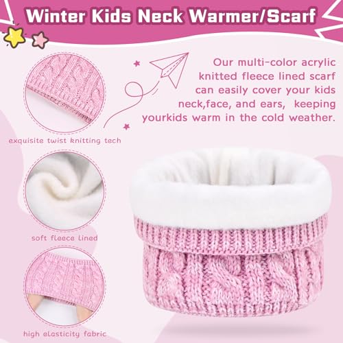 Image of ZOORON Kids Winter Hat Gloves Scarf Set, Girls Boys Hats Beanie with Pom | Children Knit Neck Warmer Mittens Fleece Lined Set Ages for 3-15, Kids Birthdays and Christmas Gifts
