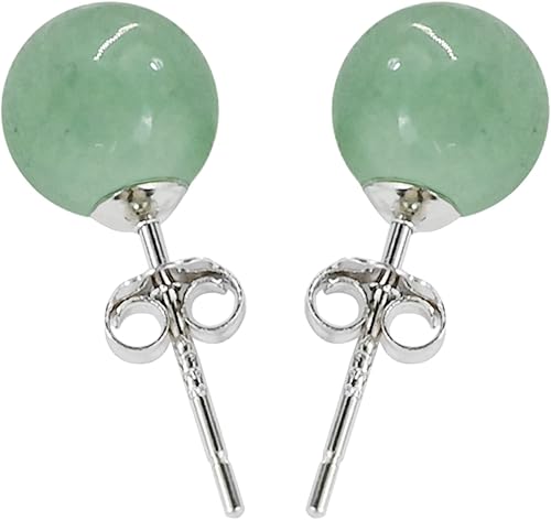 Miniatura 3 de Jade Earrings Studs, Green Jade Earrings for Women, 925 Sterling Silver Stud Earrings for Sensitive Ears, Jade Jewelry for Women & Men