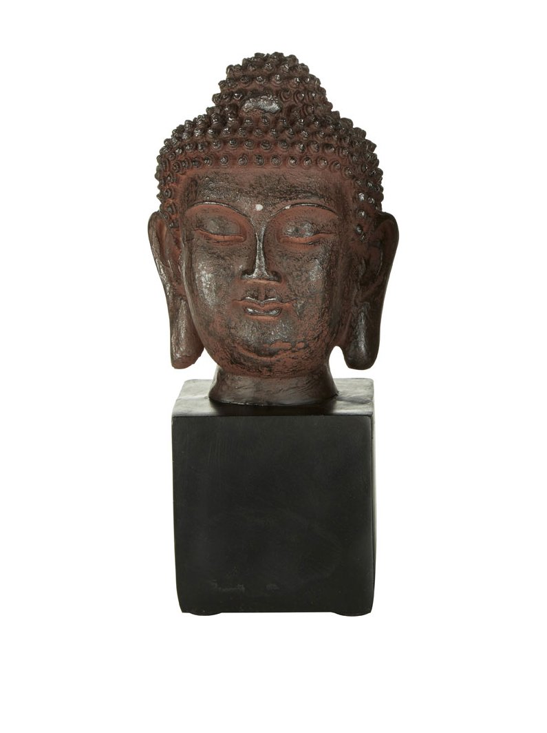 Serre-livres tête de Bouddha noir aux finitions artisanales