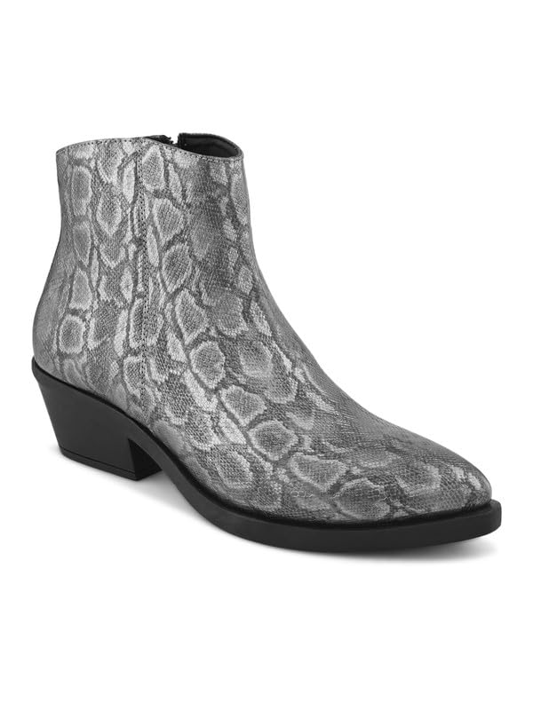 san frissco Women's Boots Textured Block Heels | Chelsea Slip On Shoes for Women | Comfortable and Lightweight Soft Cushioned Footbed with TPR Sole for Casual Wear - 3 (Grey) W 2040-picture-12