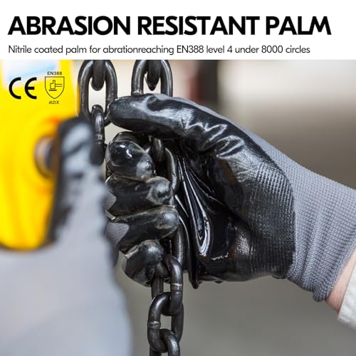 Image of Vgo... 10-Pairs Safety Work Gloves, Gardening Gloves, Non-slip Nitrile coating, Dipping Gloves (Size S, Gray, NT2110)
