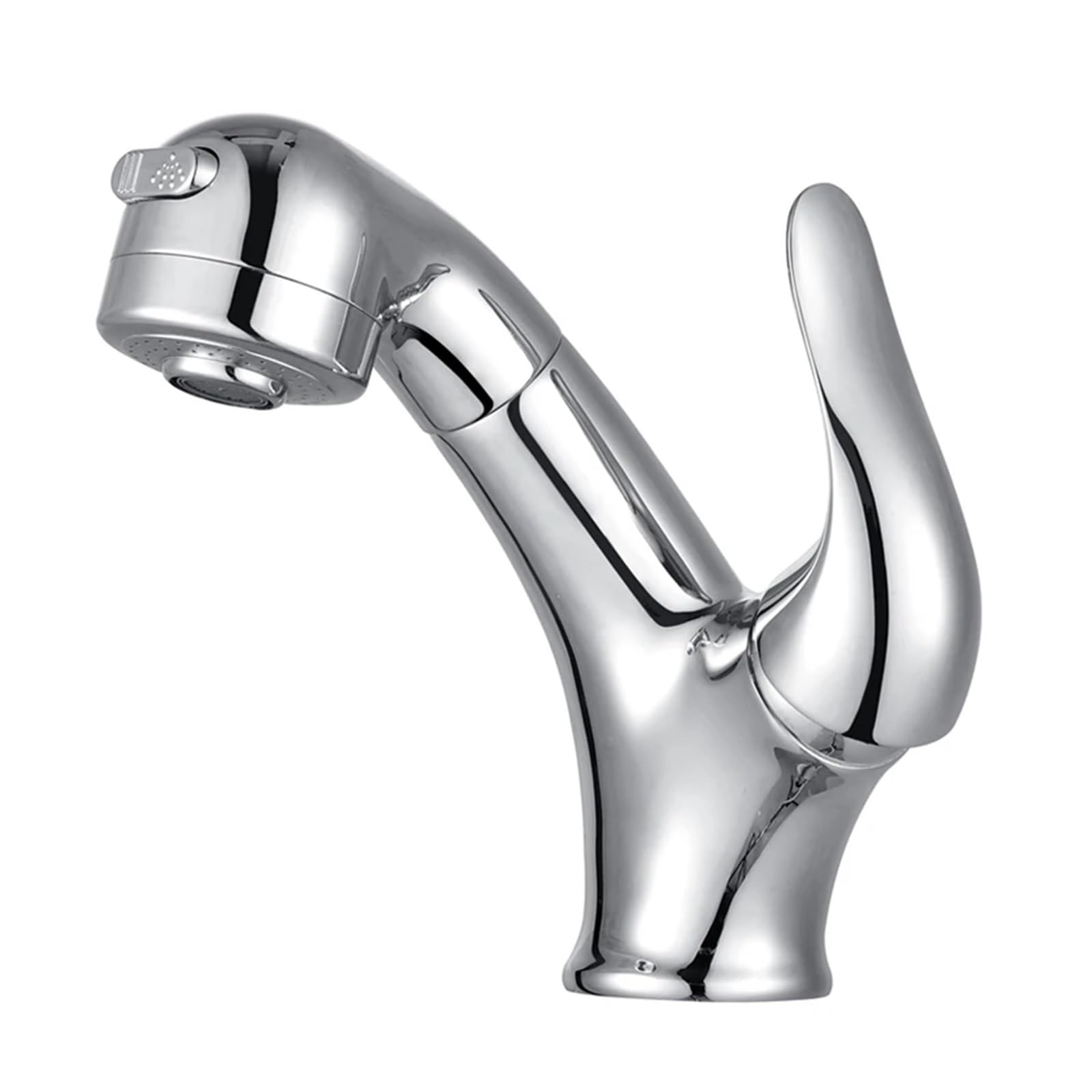 Grifo de latón negro elegante con monomando cromado extraíble para lavabo