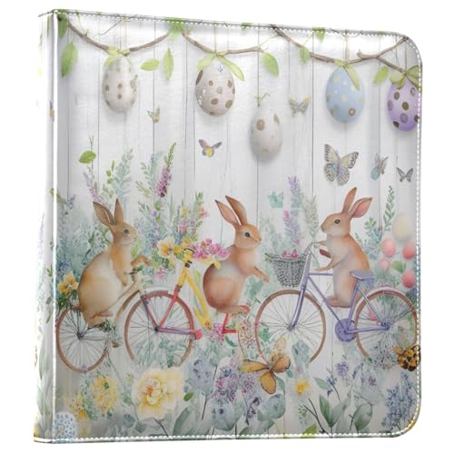 Álbum de fotos adhesivo DIY Scrapbook Álbum de Pascua Conejos en Bicicleta 3 anillos Album de fotos 40 páginas 8x10 para recuerdos miniatura 1