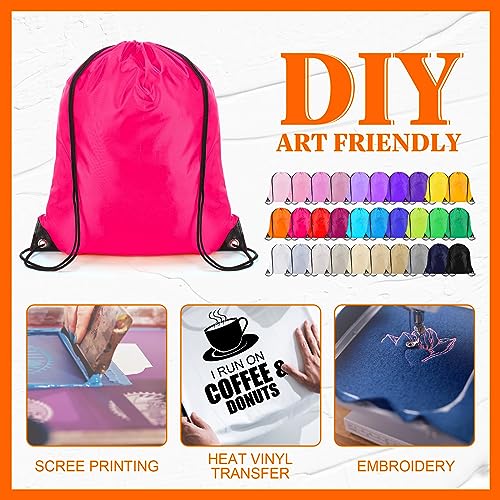 Sweetude 600 Pcs Drawstring Backpack Bulk Draw String Bags Gym Bag Sport Storage Sack Pack Nylon Cinch Tote for Women Men Homeless Adult Team Building Outdoor Travel Party4