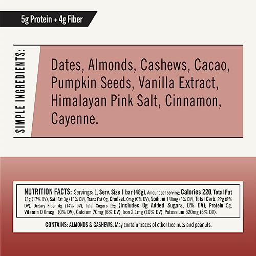 Image of Thunderbird Bars Energy Snack, Gluten-Free with Protein, Healthy Real Food, Vegan Paleo Non-GMO, No Added Sugar, Mexican Hot Chocolate Flavor (12 Count, 1.7 oz. Bars) (Pack of 2)