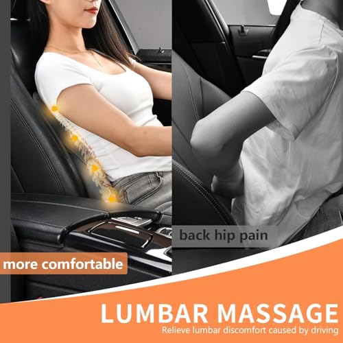 Image of Coverado Lumbar Support Pillow for Car Seat Driver, Leather Car Seat Cushions for Driving Back Pain, Detachable Memory Foam Upper Lower Car Back Support Gray