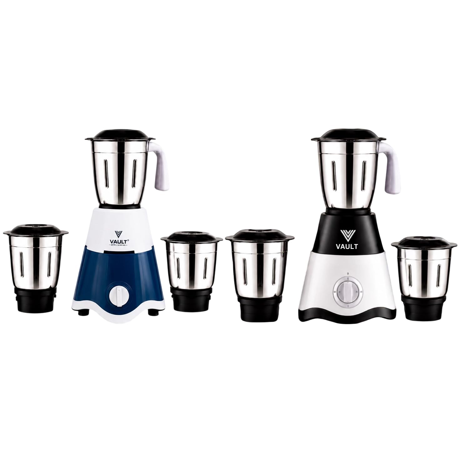 stainless steel mixer grinder (combo pack) with 3 jar versatility for fine grinding - easy speed knob, sharp blending & grinding blades | sturdy base, smooth blending for daily