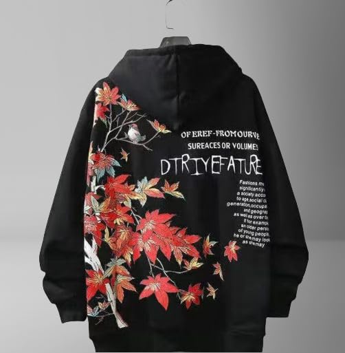 Sudadera con capucha para hombre de primavera/otoño estilo harajuku holgado negro thin-012 XL 7