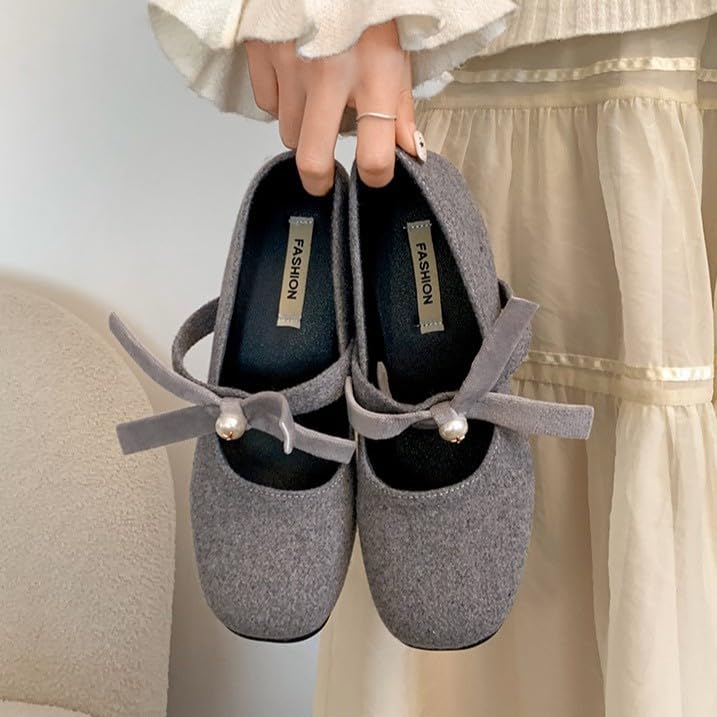 Women's Fashionable Bowknot Design Suede Flat Shoes, Casual Comfy Comfort Comfortable Round Toe Cute Shoes for Daily Wear, Ballet, Lightweight Breathable for All Seasons3