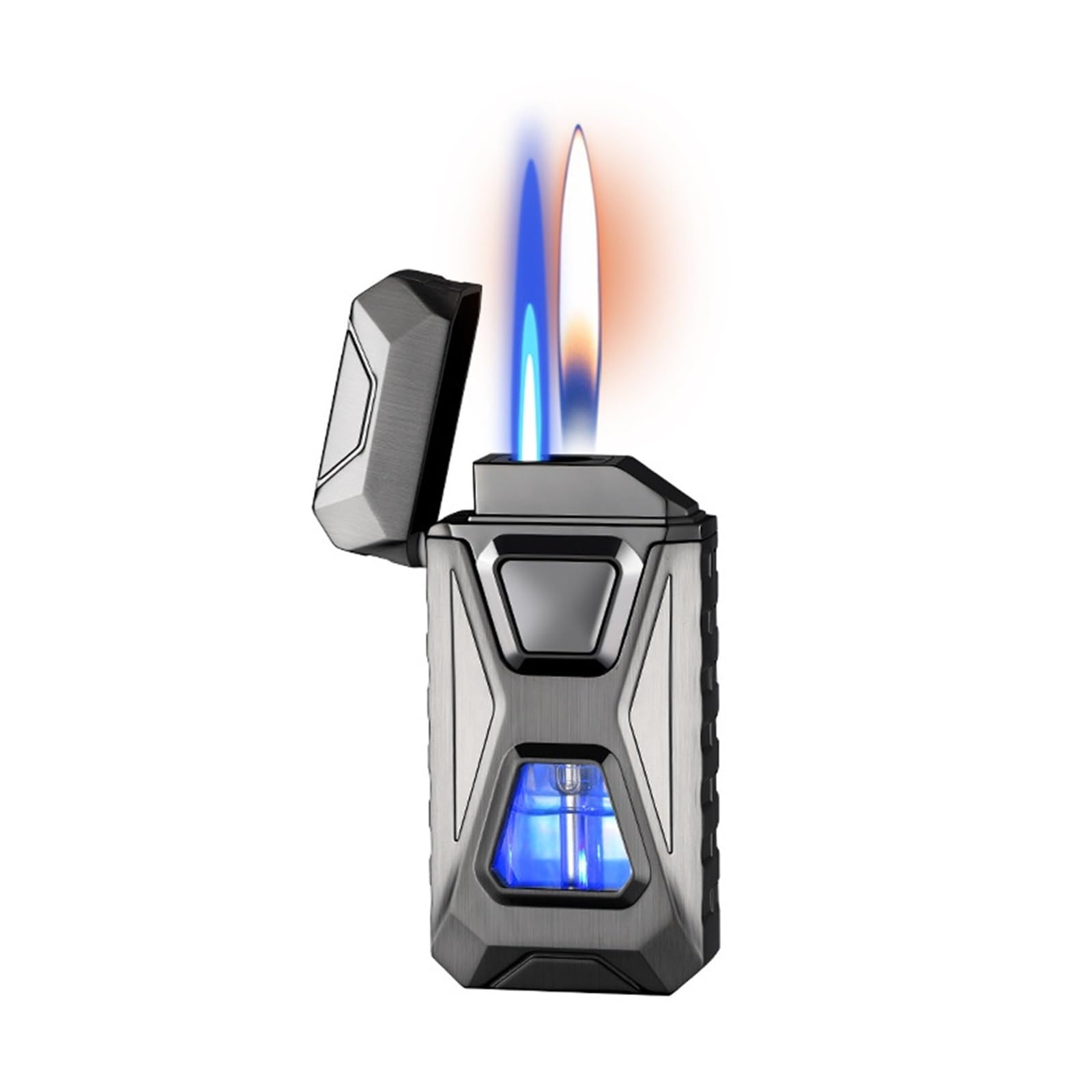 Encendedor de doble llama para acampar e iluminación de velas con ventana de gas