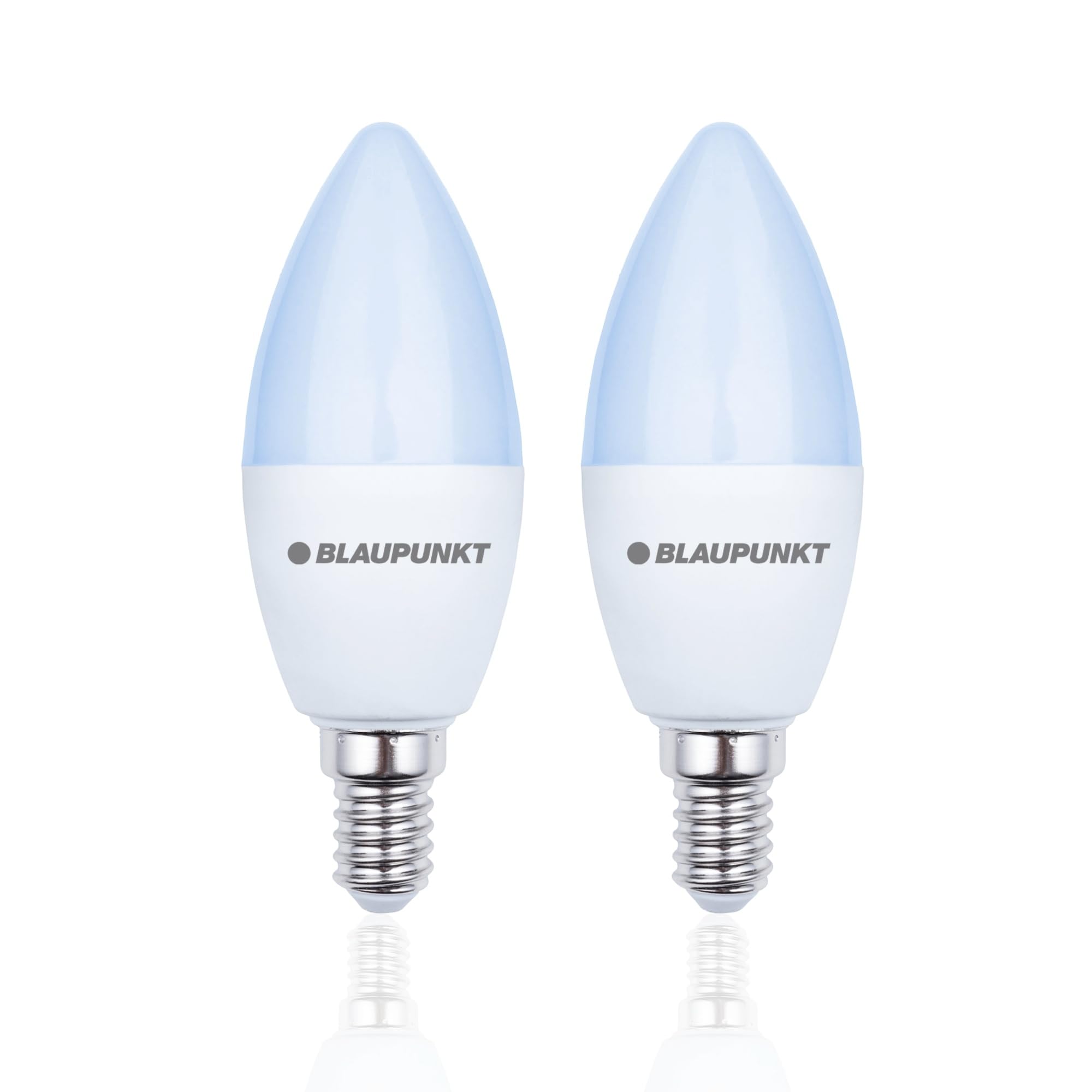 Blaupunkt E14 LED Bulb Candle Shape Frosted – 10W (Replaces 80W to 100W), 820 Lumens, 6000K Cool White LED – Non‑Dimmable, Energy‑Saving Home Lighting – Wall Lamps & Chandeliers – Pack of 2