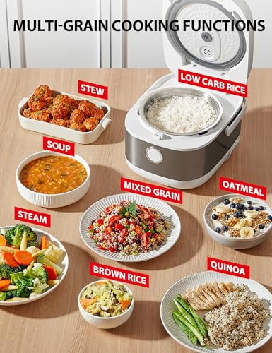 TOSHIBA Induction Heating Rice Cooker - Low Carb, Low Sugar, Digital Steamer, 5.5 Cups (Uncooked), 8 Cooking Functions, 24H Timer & Auto Keep Warm, Silvery white - Image 3