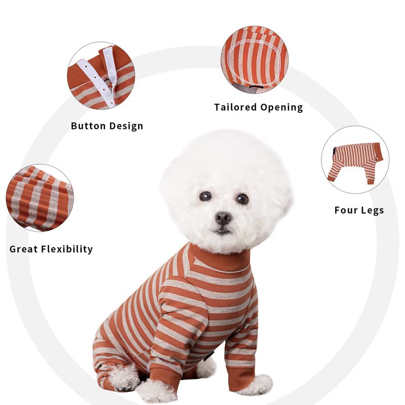 Image of Dog Surgery Recovery Suit for Small Dogs, 4-Legged Dog Onesie After Surgery with Back Snaps, Breathable Cotton Spay and Neuter Bodysuit for Female and Male Dogs