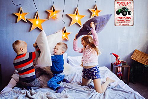 Monster Truck Vintage Metal Tin Signs Boys Room Decor Boy Bedroom Car Poster - Monster Truck Parking Only Violators Will Be Smashed Kids Room Wall Decor Gifts 8X12 Inch #TOP4