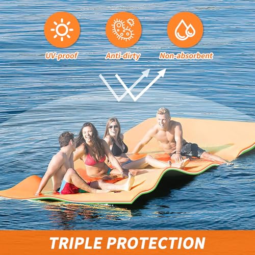 Tappetino galleggiante, design resistente a 3 strati, double-face per un uso versatile, perfetto per rilassarsi sul fiume, sul mare e in piscina