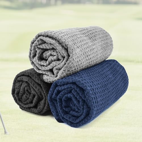 Yaozoon 3 Pack Golf Towels Rag with Carabiner Clip for Golf Bags Men Women,Microfiber Waff - image 4