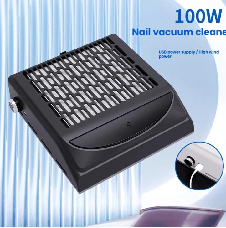Compact Nail Vacuum 100W High Power Reusable Filter Dust Collector Nail Technician for Salon and Home Use (White)