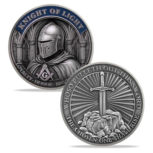 Masonic Challenge Coin - Knight of Light Freemasons Metal United States Loyalty Honor Brotherhood Freemasonry Symbol Coins Masonic Commemorative Gifts
