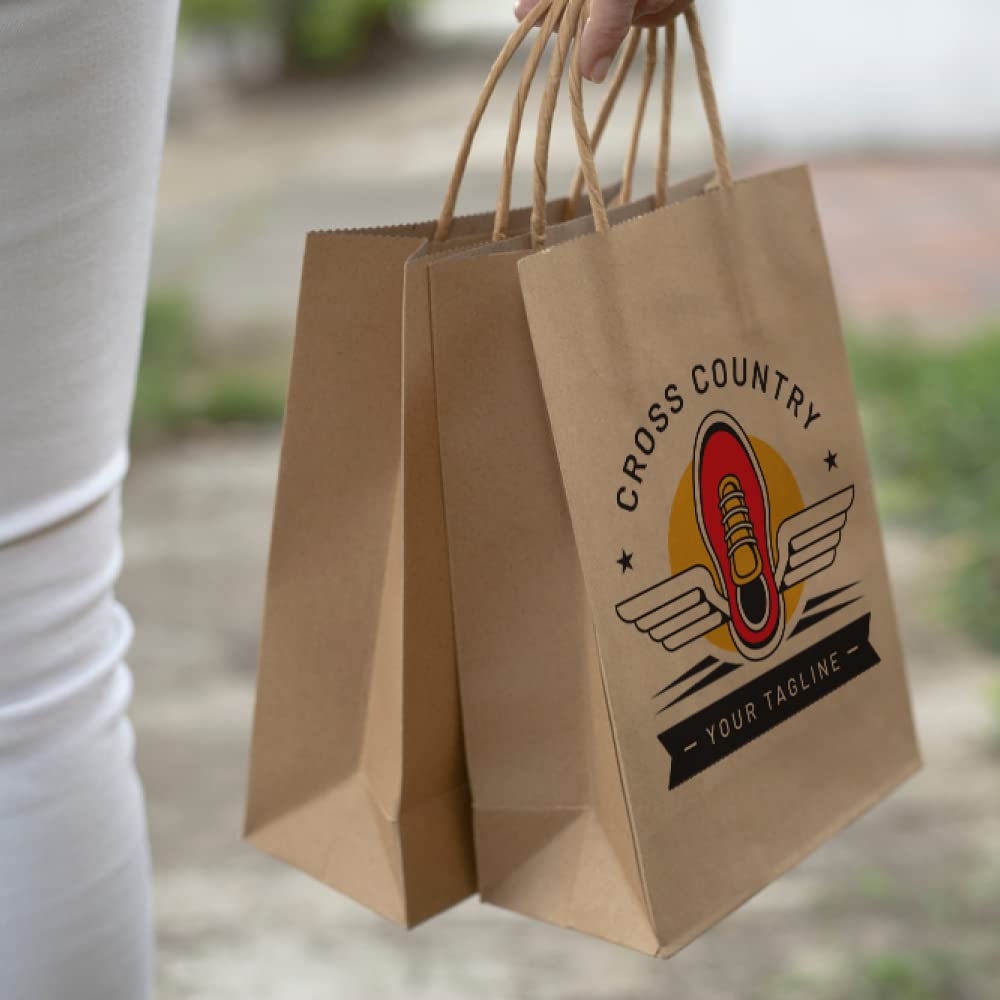100 Bolsas papel kraft personalizadas | Bolsas con asas rizadas y resistentes | Bolsa de papel personalizable con el logo de tu negocio